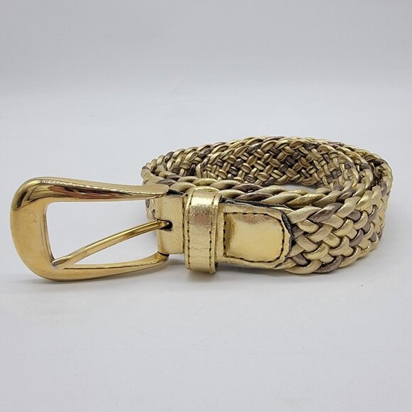 90s‎ Belt Braided Metallic Tri-Metals Gold Silver Copper 37 In Size M-L - Picture 1 of 4